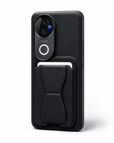 Vivo V50 5G Premium Leather Phone Case with Built-In Card Holder & Kickstand
