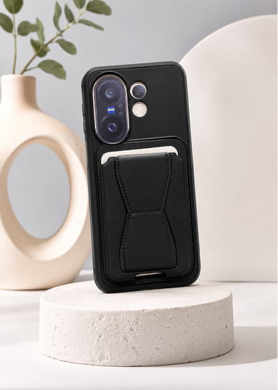 Vivo X200 FE 5G Premium Leather Phone Case with Built-In Card Holder & Kickstand