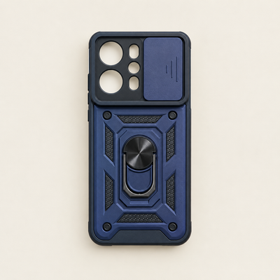 Blue Rugged Armor Case for OPPO Reno 14 Pro 5G with Ring Stand