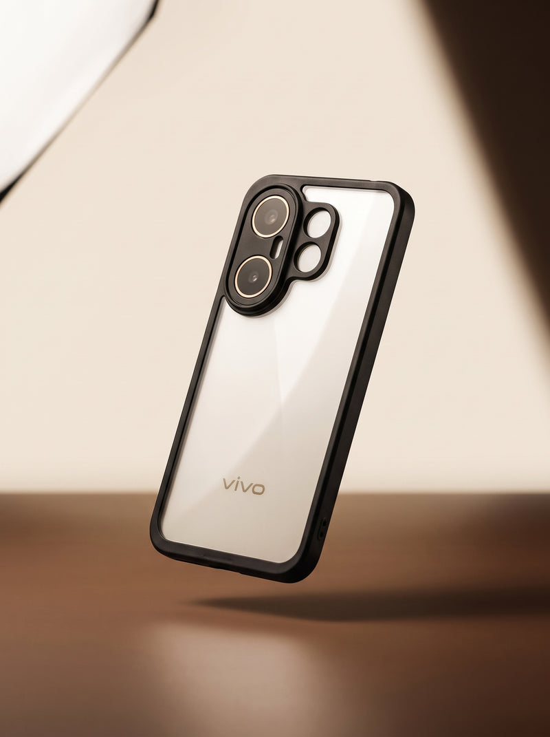 Vivo X200 FE Transparent Case | Black Border Protective Cover