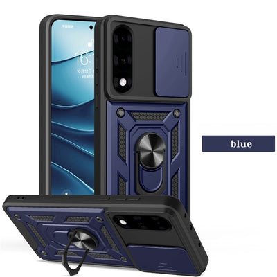 Oneplus Nord 5 5G Rugged Magnetic Armor Phone Case with Rotating Ring Stand & Camera Cover